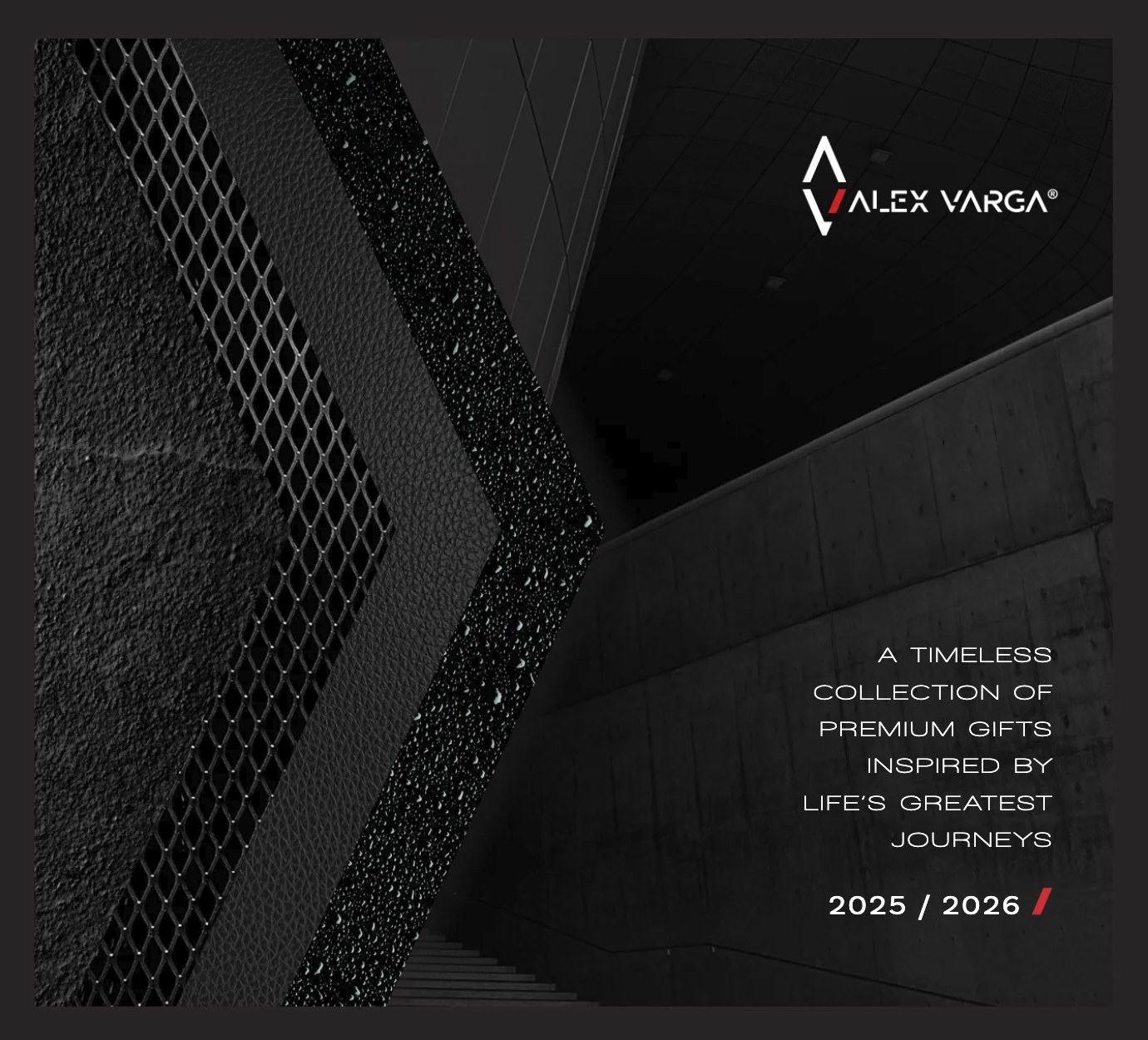 Alex Varga corporate gifting catalogue cover. Premium branded gift sets for executive clients